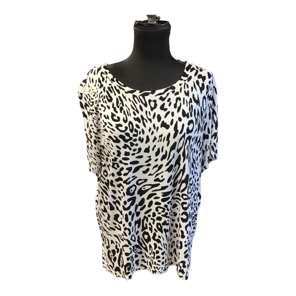 Nine West Black and White Leopard Print Shirt